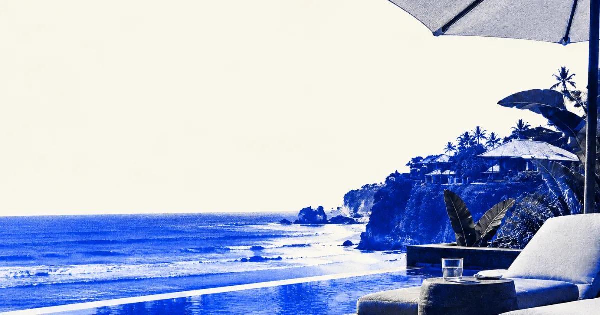 Luxury beachfront resort in Bali featuring an infinity pool, ocean views, and tropical surroundings, illustrating the hospitality industry and its operational challenges.