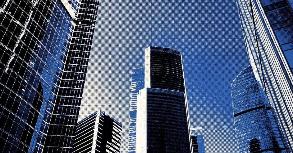 Business buildings representing automation and digital transformation